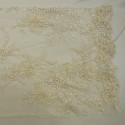 Tissu tulle brodé perlé champagne (1,5 mètres)