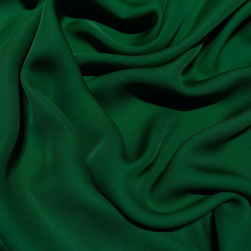 Emerald green fluid silk crepe dobby fabric
