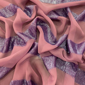 Purple fil coupé silk chiffon fabric