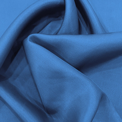 Tissu pongé de soie bleu méditerranéen