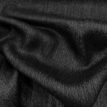 Tissu mousseline de soie fripée lamée argent/noir