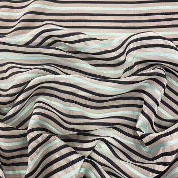 Black and Turquoise striped chiffon fabric