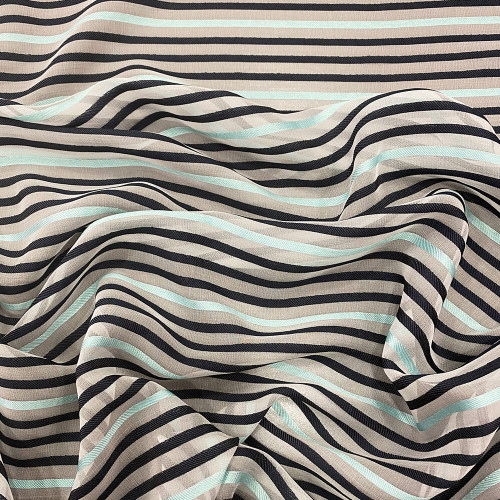 Black and Turquoise striped chiffon fabric