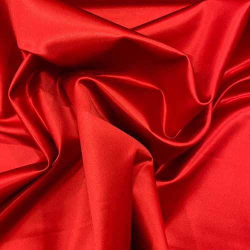 Red silk duchess satin fabric