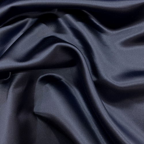 Tissu satin duchesse de soie bleu nuit