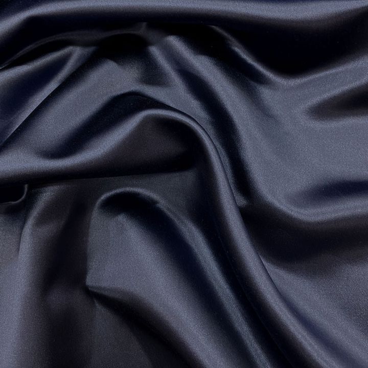 Midnight blue silk duchess satin fabric