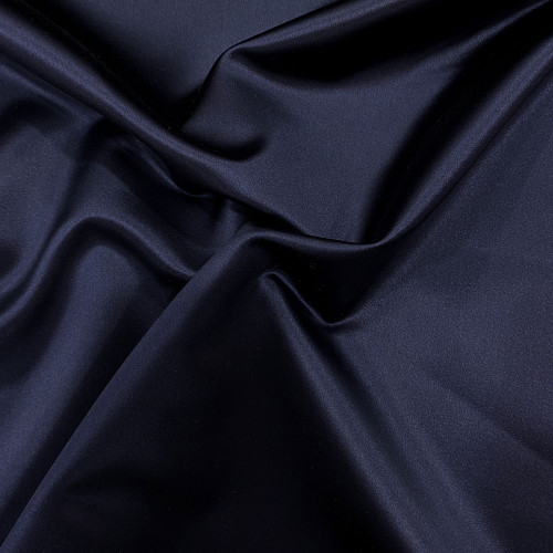Navy blue silk duchess satin fabric