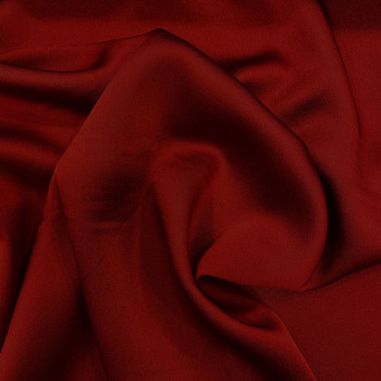 Red satin-back cady crepe fabric