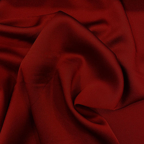 Red satin-back cady crepe fabric