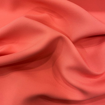 Pink double-sided wool and silk crepe fabric