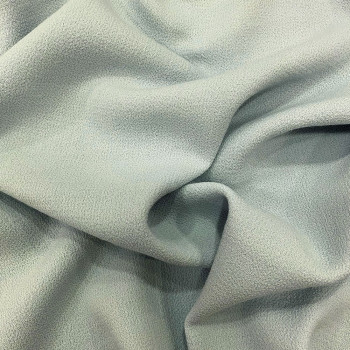 Smoke blue double-sided wool crepe fabric