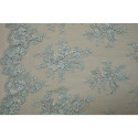 Sky blue beaded and embroidered tulle fabric