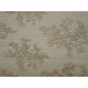 Champagne beaded and embroidered tulle fabric