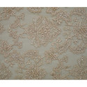 Peach beaded and embroidered tulle fabric