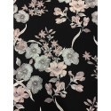 Jacquard fabric with two-tone floral pattern on black background
