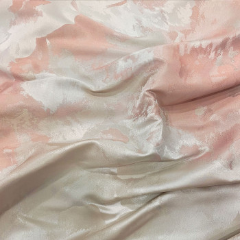 Tissu jacquard à motif floral sur fond rose