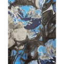 Jacquard fabric with blue and black floral pattern