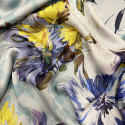 100% silk chiffon fabric with blue floral print