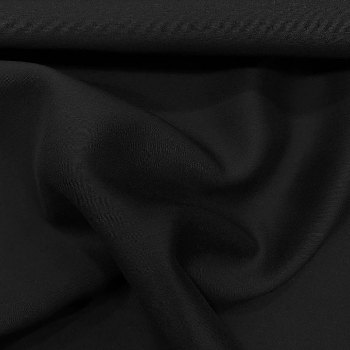 Black wool and silk mikado fabric