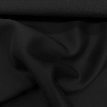 Black wool and silk mikado fabric