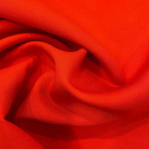 Orange double-sided wool and silk crepe fabric