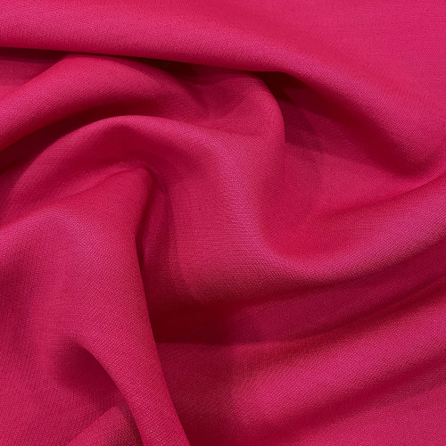 Hot pink double-sided wool and silk crepe fabric