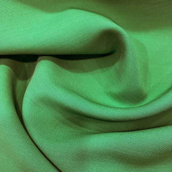 Jade green double-sided wool and silk crepe fabric
