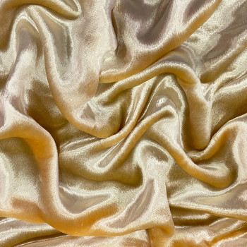 Golden beige viscose and silk velvet fabric