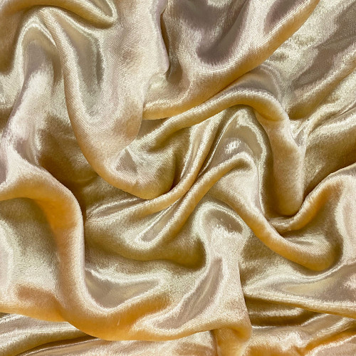 Tissu velours viscose et soie beige doré — Tissus en Ligne