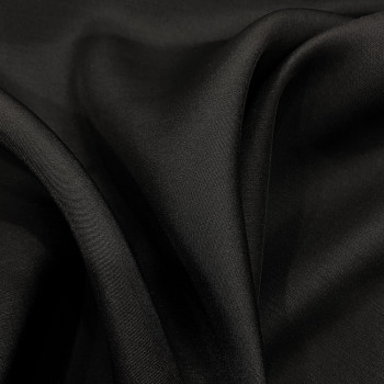 Black silk and wool mikado fabric