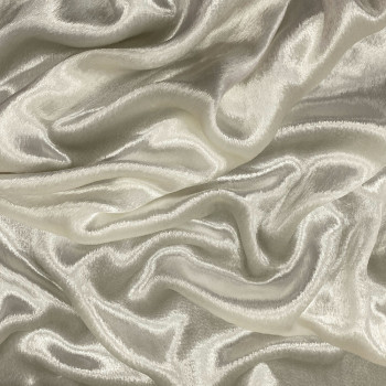 Tissu velours viscose et soie blanc brillant