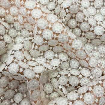 White Venetian pattern chemical lace guipure fabric