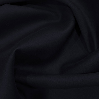 Dark navy blue wool and silk mikado fabric