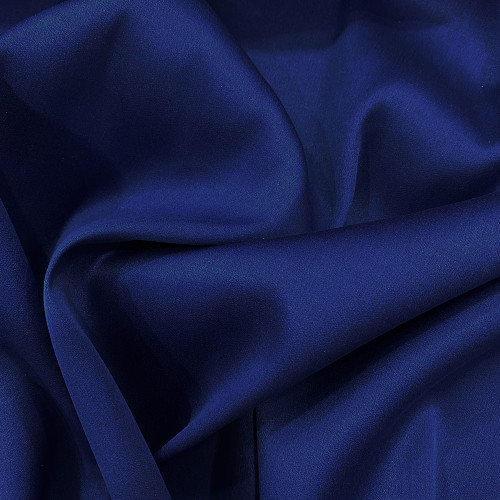 Royal blue wool and silk satin fabric