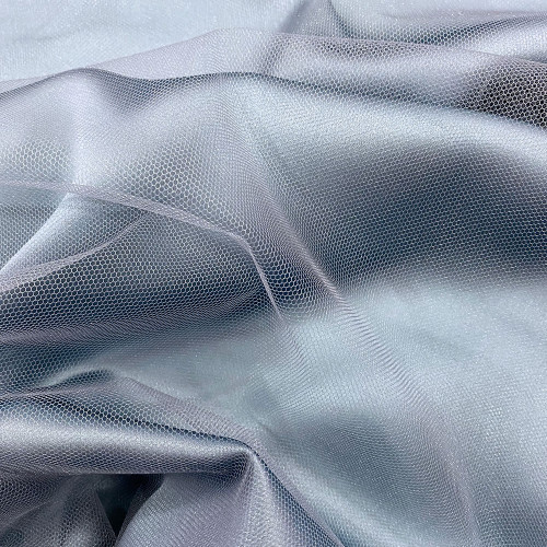 Denim blue illusion tulle fabric