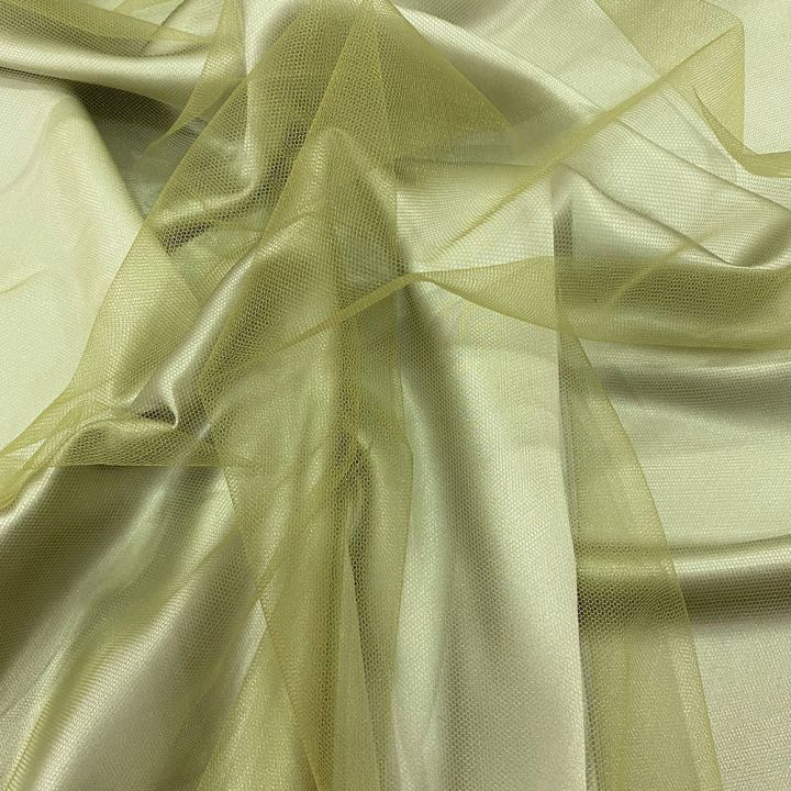 Moss green illusion tulle fabric