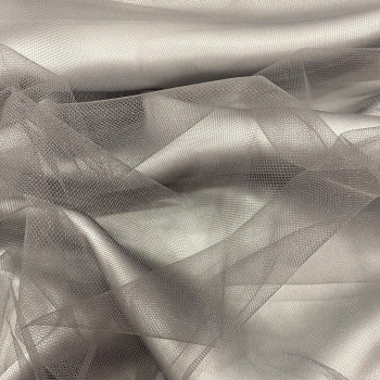 Grey illusion tulle fabric