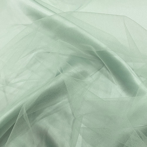 Light jade green illusion tulle fabric — Tissus en Ligne