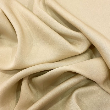 Sand beige satin-back cady crepe fabric