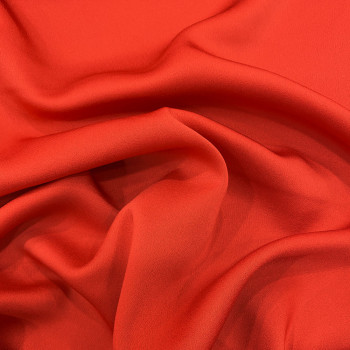 Coral red satin-back cady crepe fabric