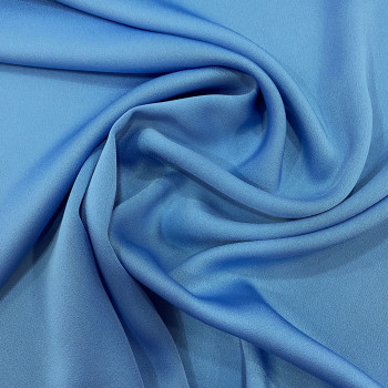 Blue satin-back cady crepe fabric