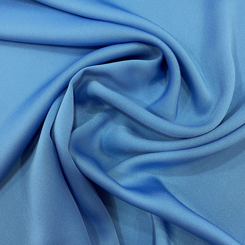 Tissu caddy crêpe envers satin bleu