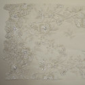 Silver beaded and embroidered tulle fabric