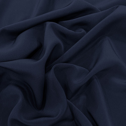 Tissu crêpe de Chine 100% soie bleu indigo