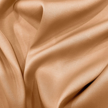 Beige wool and silk satin fabric