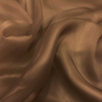 Taupe beige silk organza fabric