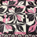 Tissu satin 100% soie imprimé floral géométrique rose et noir
