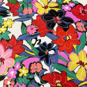 100% silk satin fabric with multicolored floral painting print