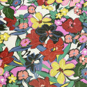 100% silk chiffon fabric with multicolored floral painting print