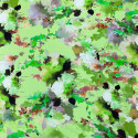 Tissu satin 100% soie imprimé peinture florale sur fond vert anis
